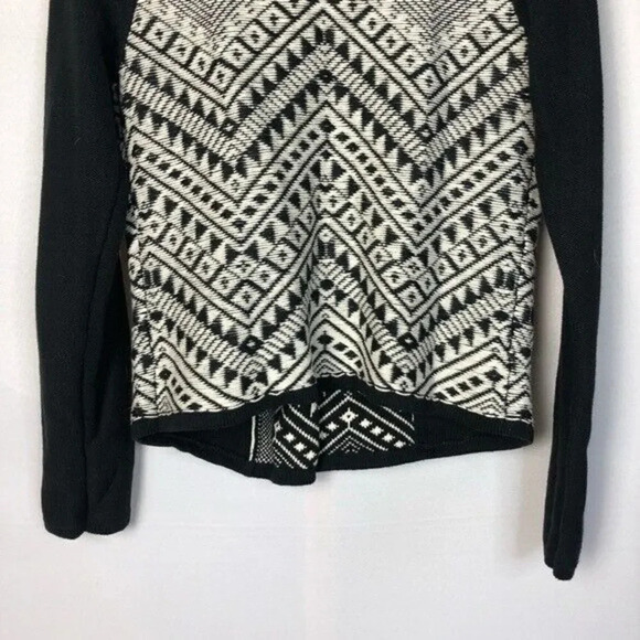 Lucky Brand Black & White Aztec Print Side Zip Moto Sweater Jacket M - Picture 8 of 8